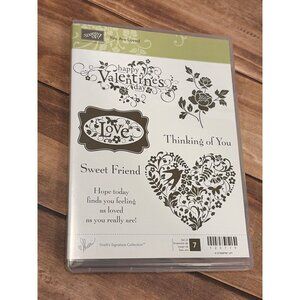STAMPIN' UP! 123779 YOU ARE LOVED RUBBER MOUNTED STAMP SET OF 7 HEART ROSE